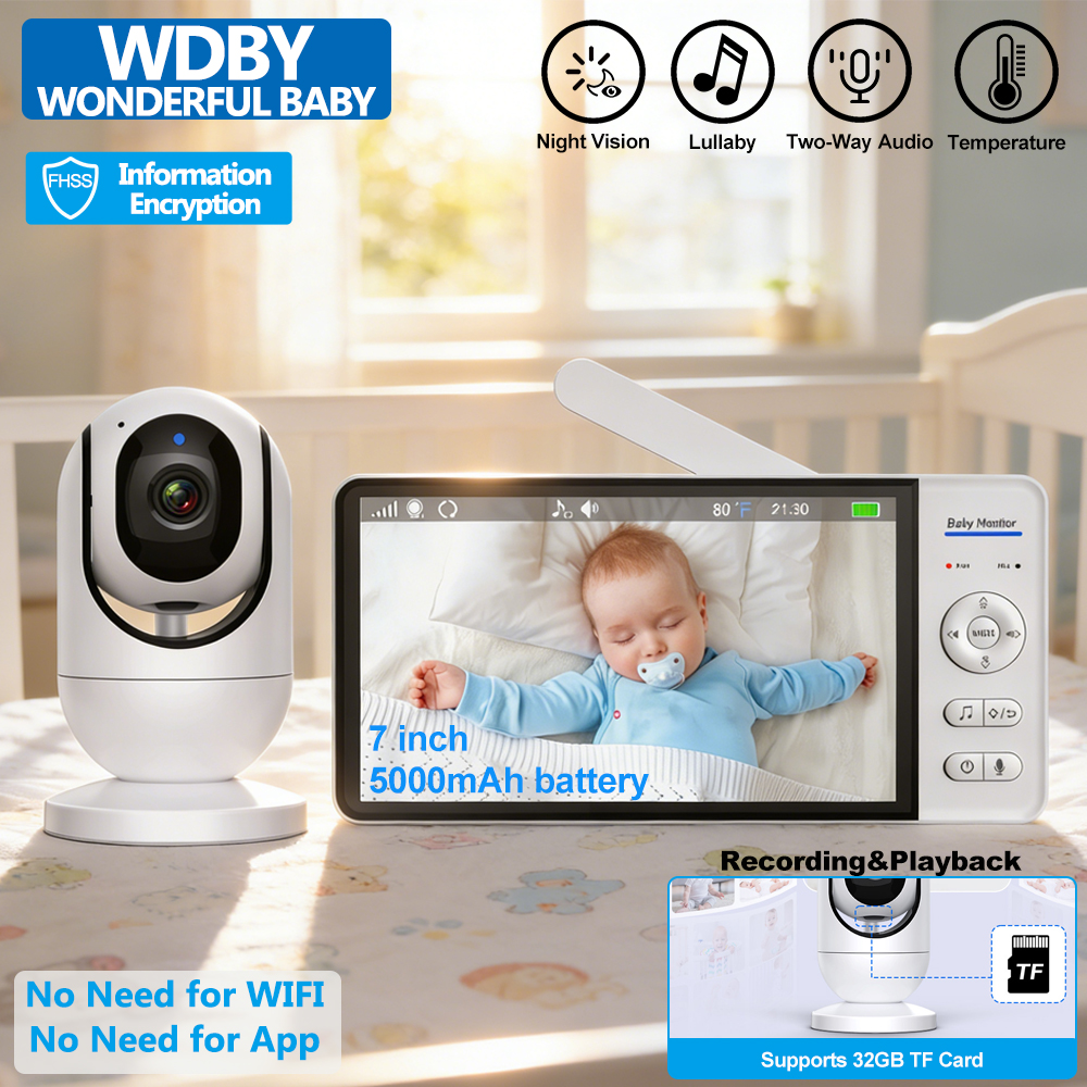 Home Security Wireless Camera - 7 Inch Video Baby Monitor with