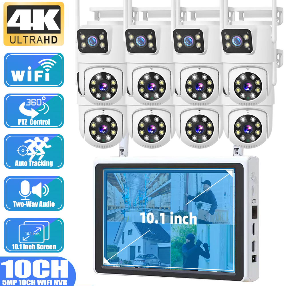 Home Security Wireless Camera - 10 Channel CCTV Security 4K Dual