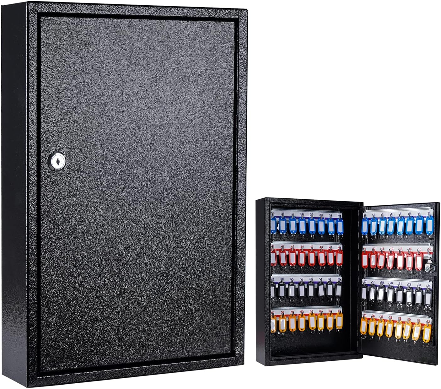 Home Security Key - 64-Position Wall-Mounted Key Cabinet with Lock,