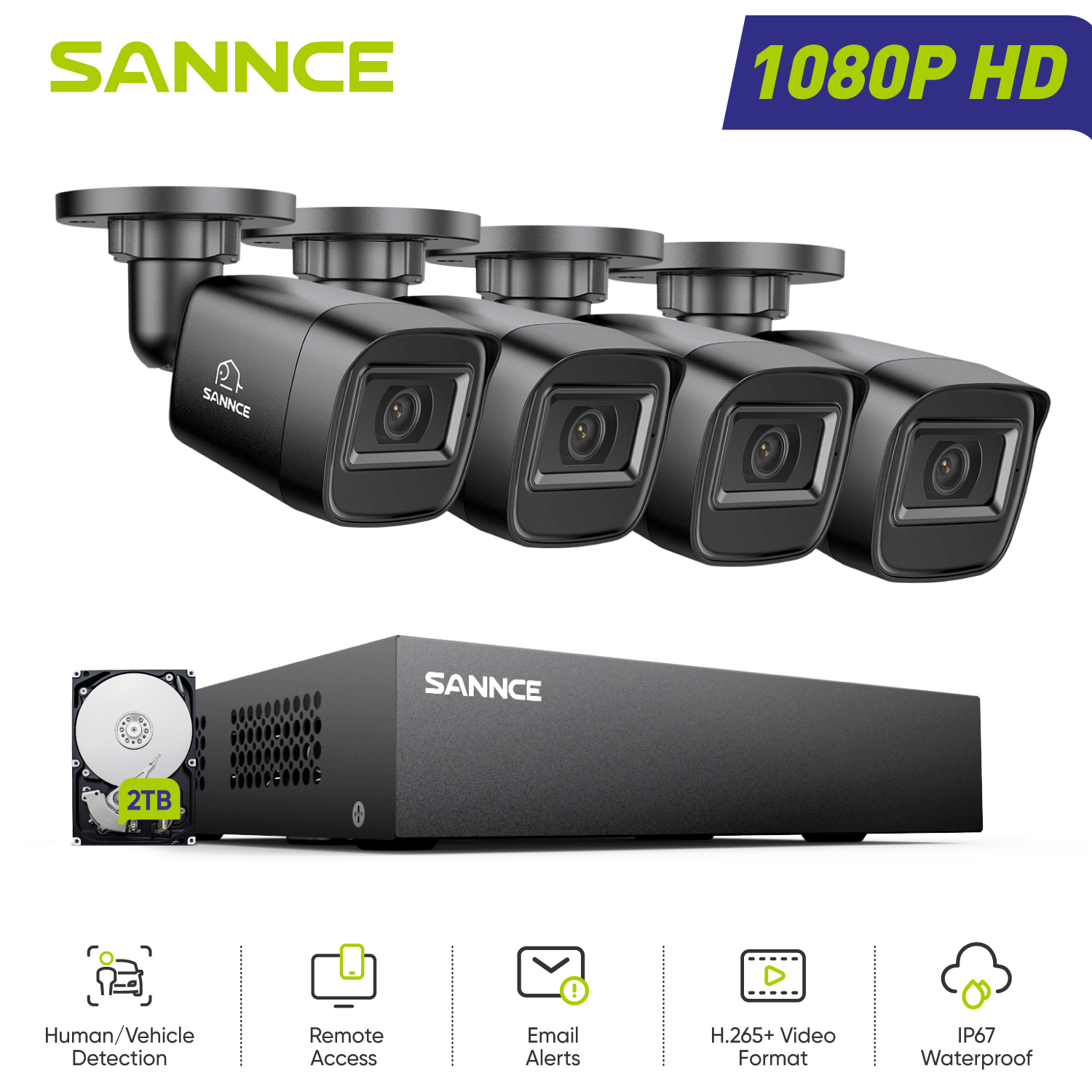 Home Security With Monitoring - SANNCE 1080P Security Camera System 8CH