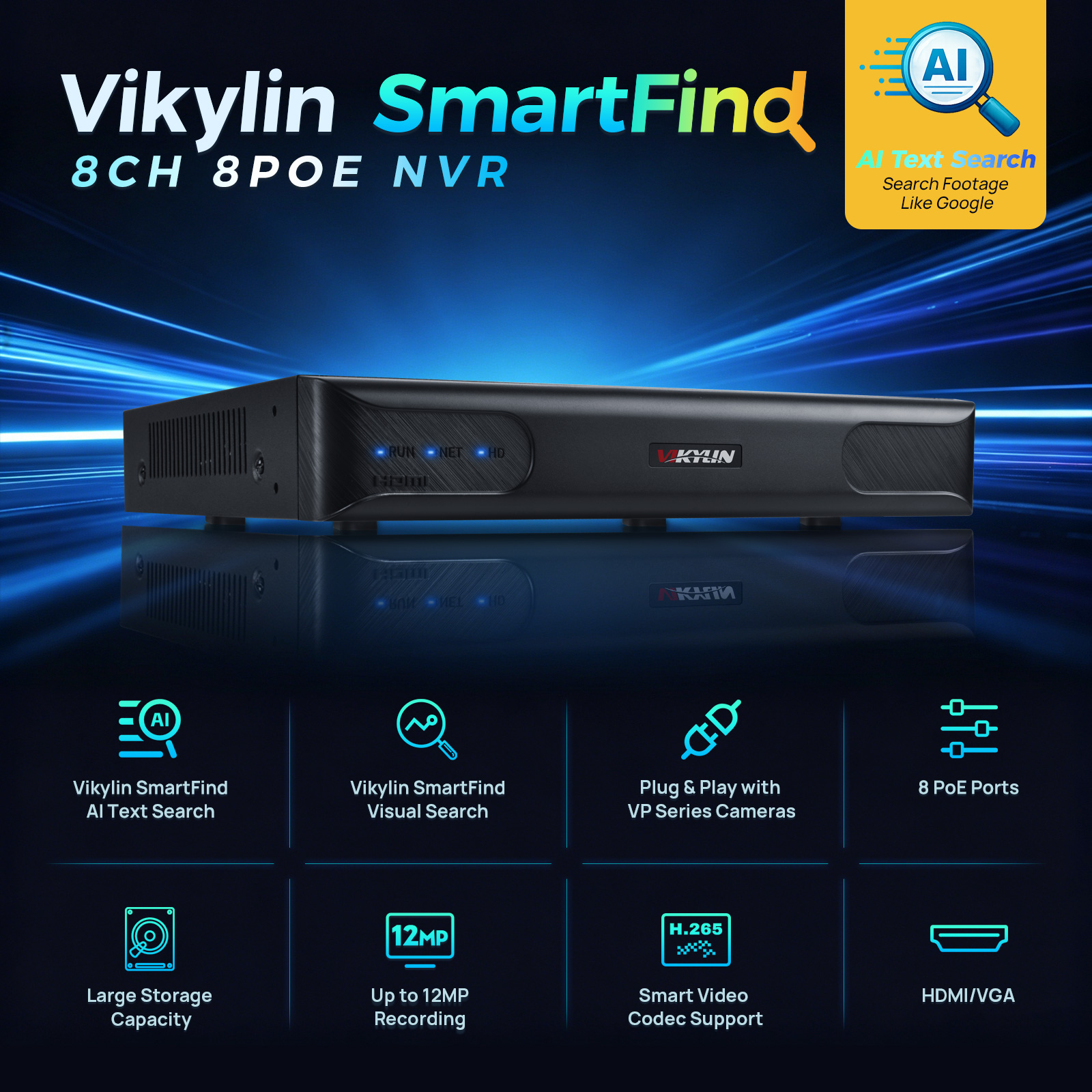Home Security With Monitoring - Vikylin 4K NVR UP to 12MP