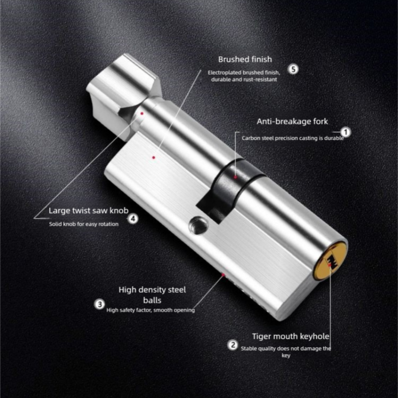 Home Security Key - Wooden Door Lock Cylinder with 3