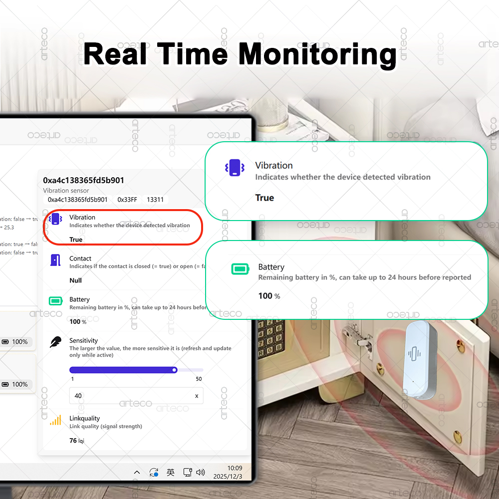 ZigBee Smart Vibration Sensor  - Home Security With Monitoring ulasan dan harga