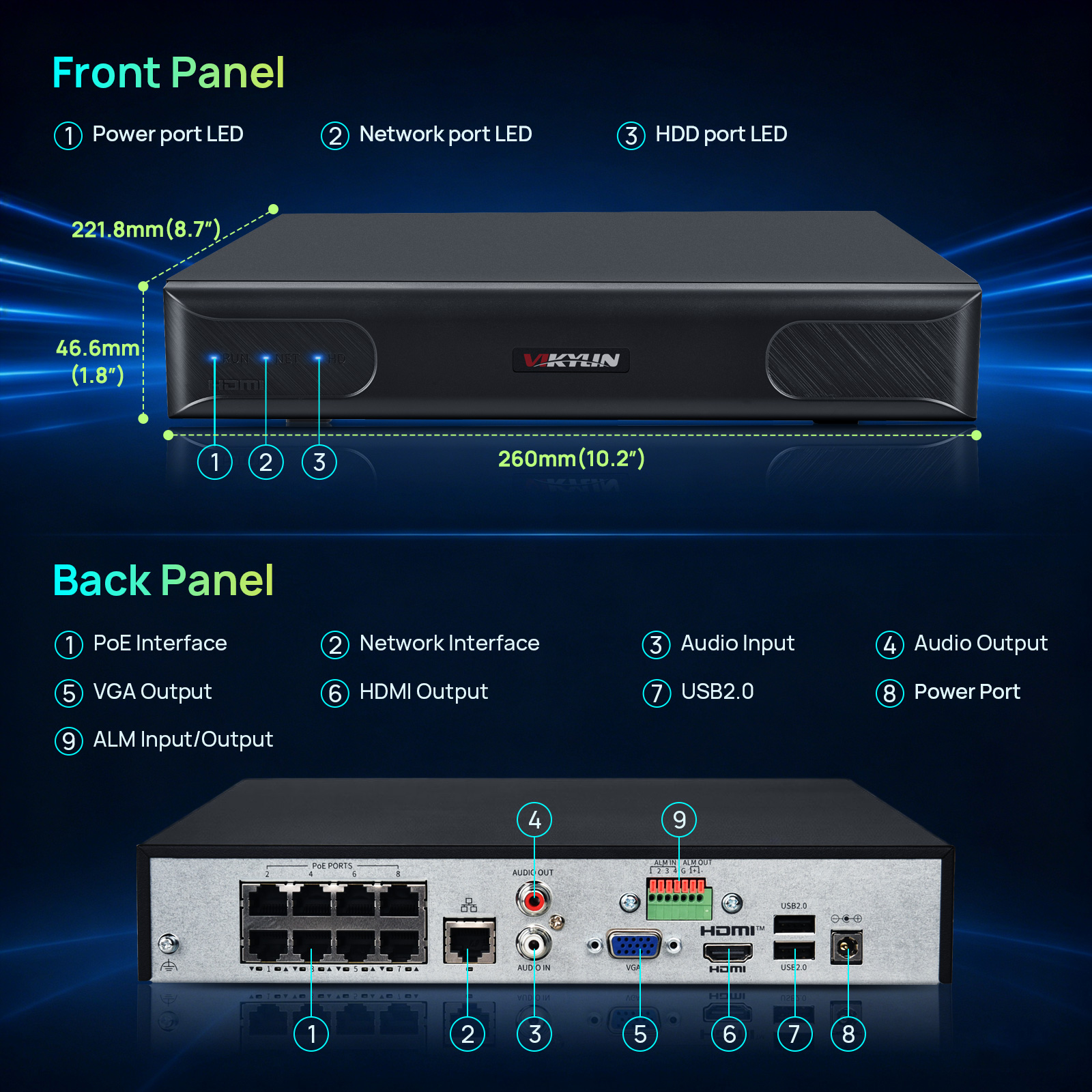 Vikylin 4K NVR UP to 12MP 8CH  - Home Security With Monitoring ulasan dan harga
