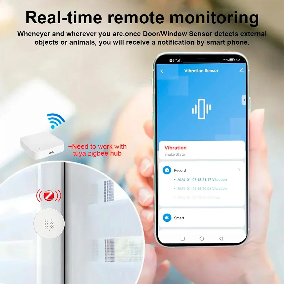 Tuya ZigBee Smart Vibration &  - Home Security With Monitoring ulasan dan harga