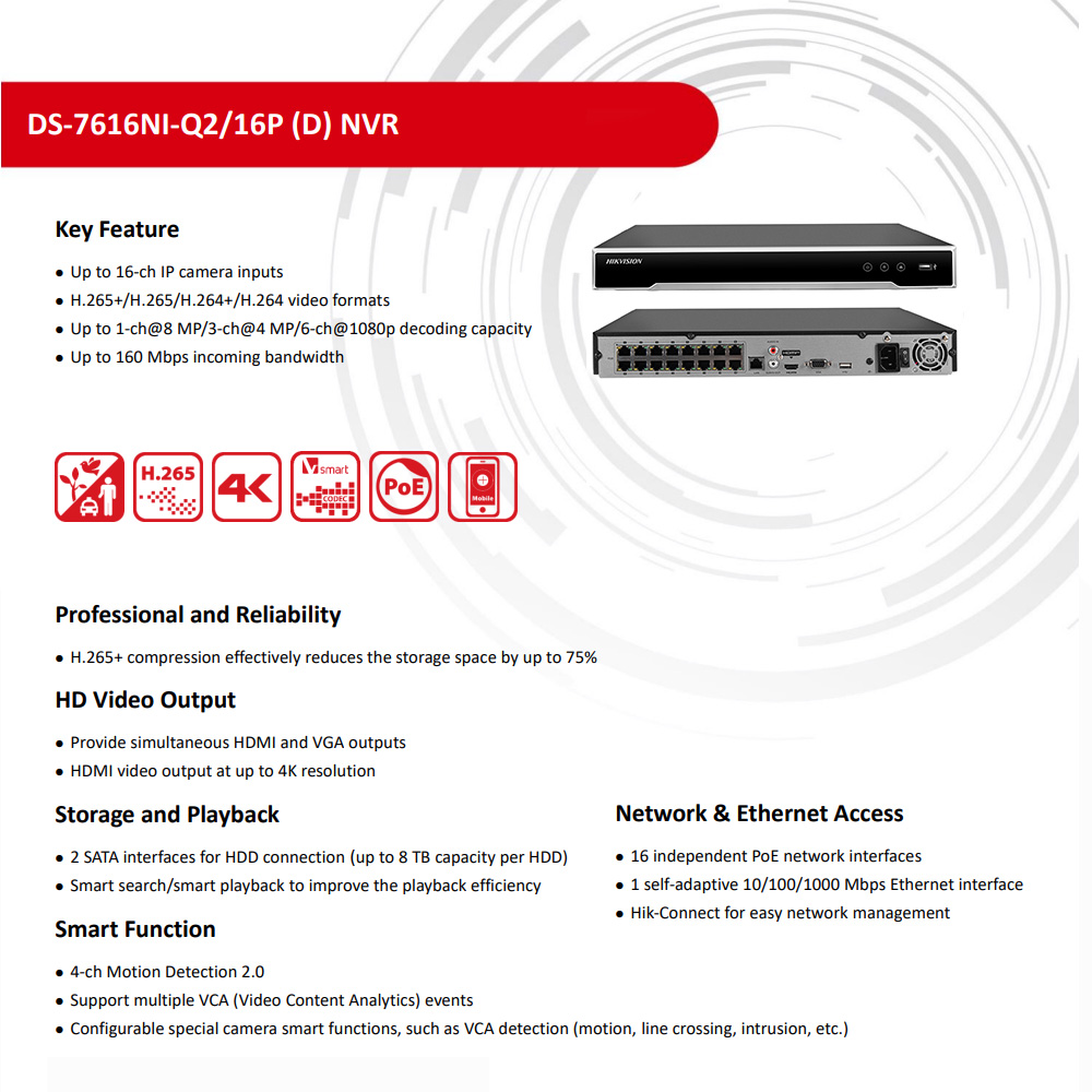 Hikvision NVR 16CH 1U 16 PoE 4 - Home Security Hikvision ulasan dan harga