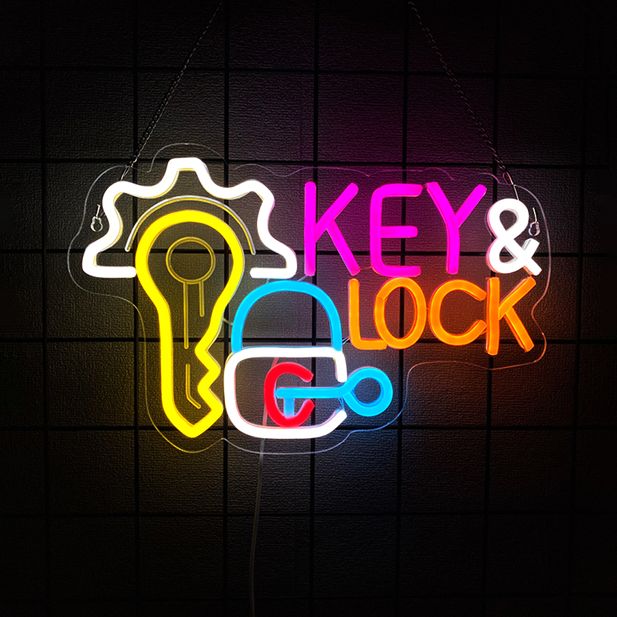 Key and Lock Neon Sign for Wal - Home Security Essential ulasan dan harga