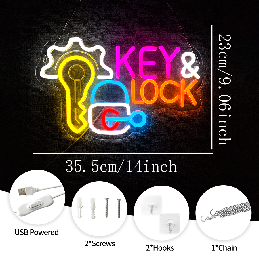 Key and Lock Neon Sign for Wal - Home Security Essential ulasan dan harga