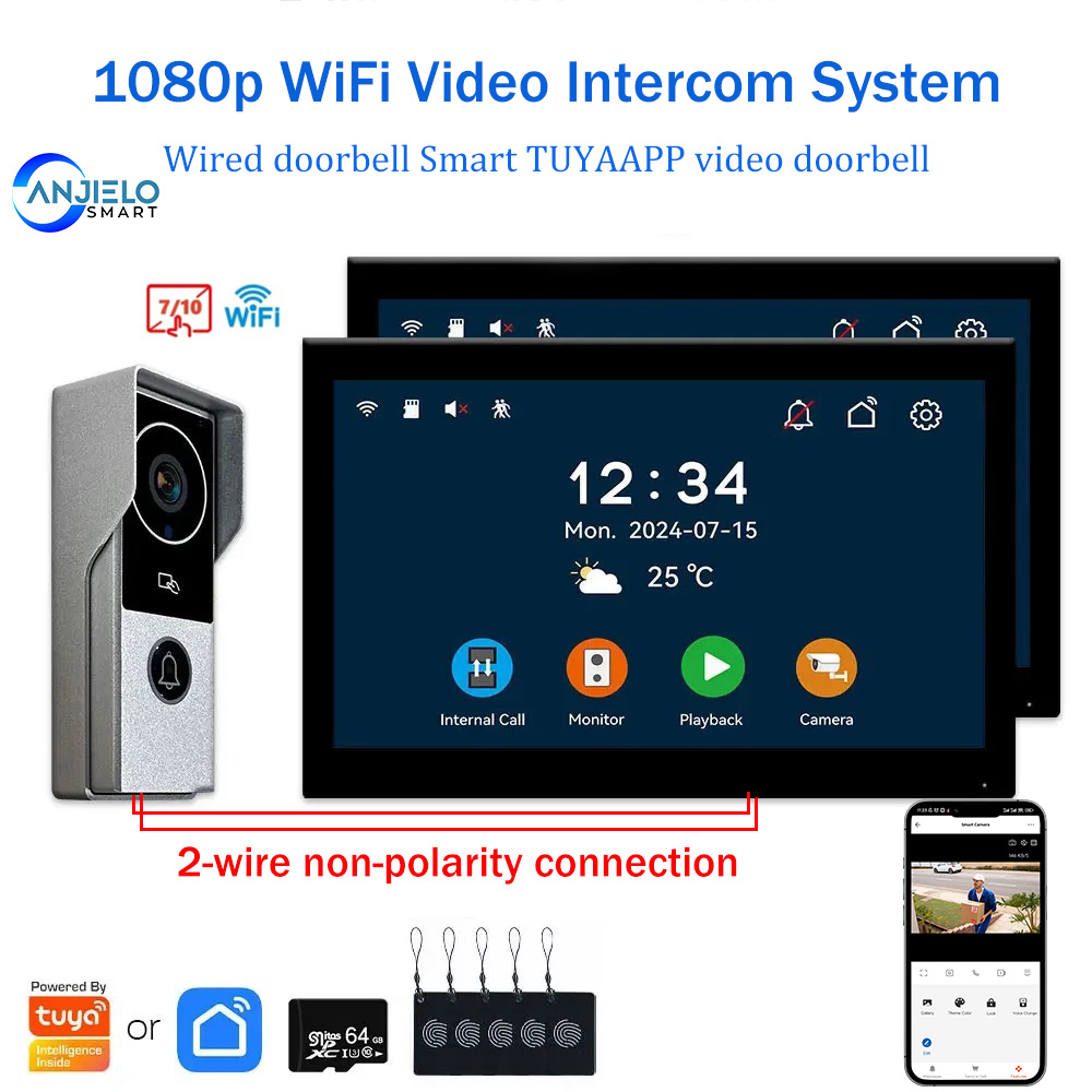 ANJIELO 10inch 2-Wire Visiopho - Home Security Uk ulasan dan harga